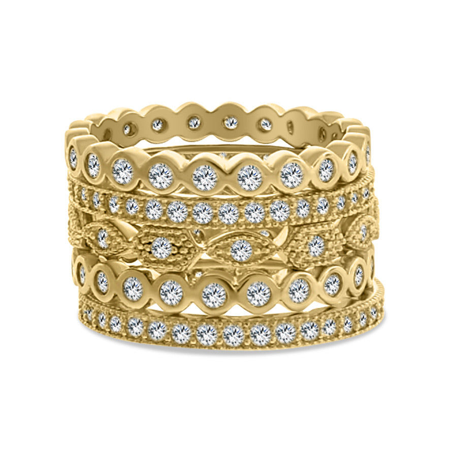Gold Stackable Rings Set of 5 925 Sterling Silver Rings