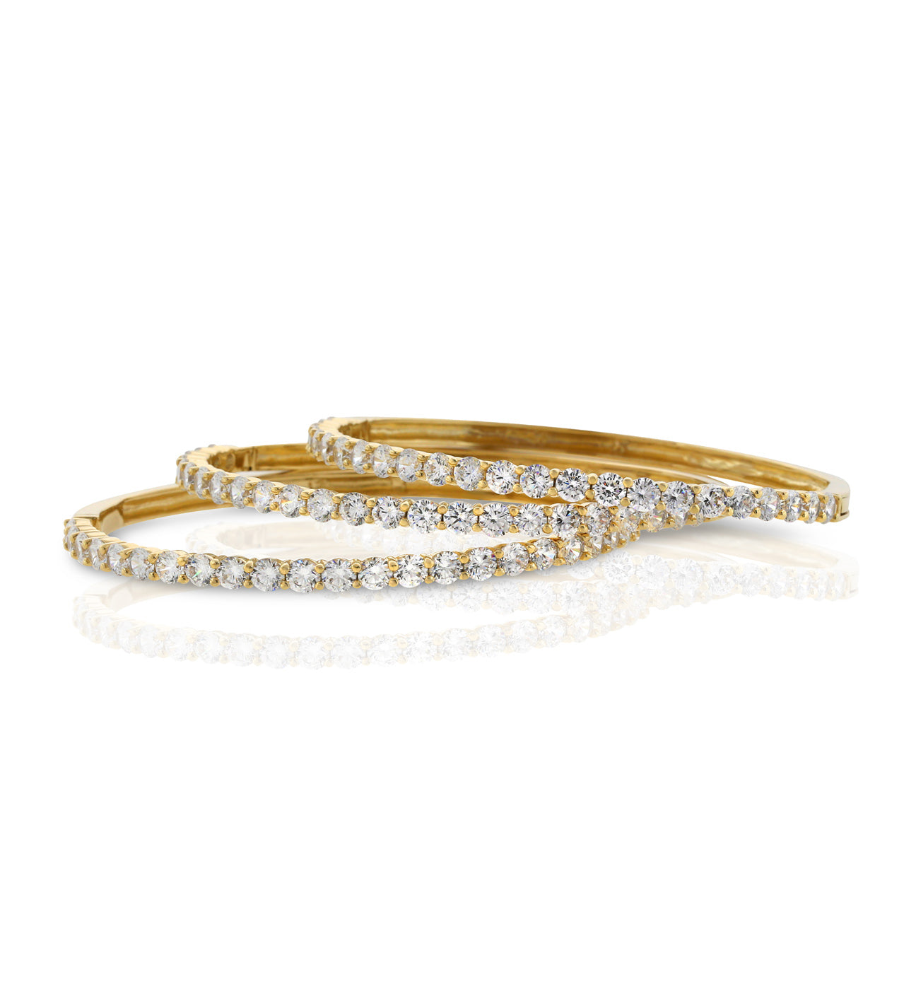 Round Gold Clasic CZ Bangle Bracelet Round Stones