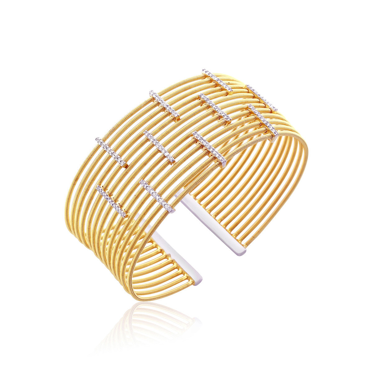 Gold Bangle Cuff with Swarovski Crystal Bolts by Bobby Schandra