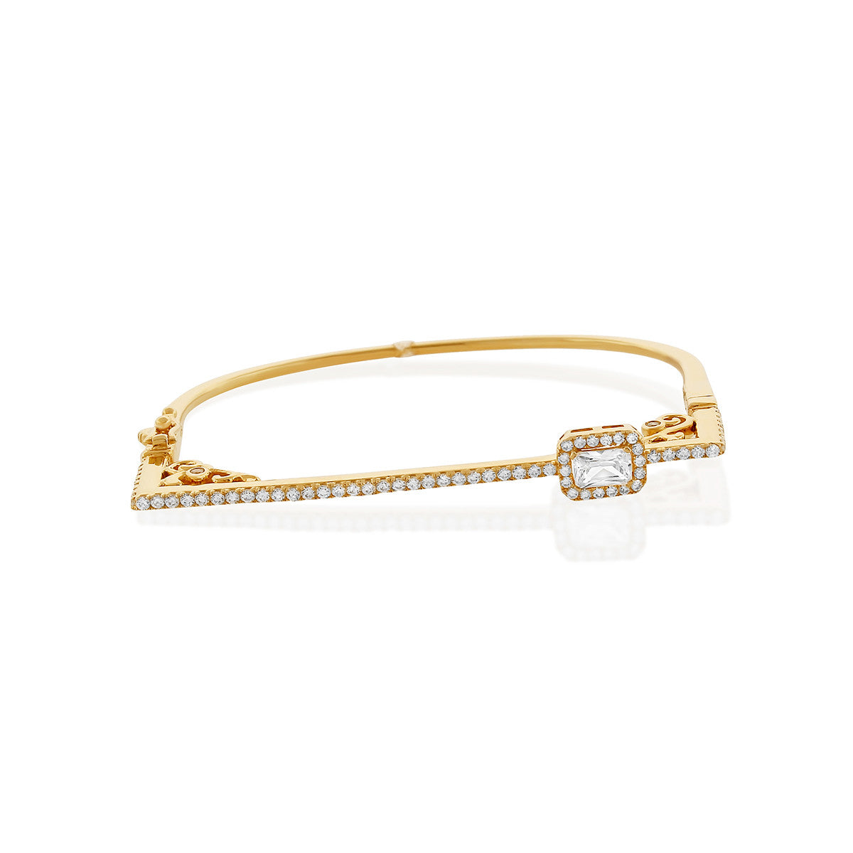 Chandi Diamond Gold CZ Bangle Bracelet Set w/ Swarovski crystals by Bobby Schandra