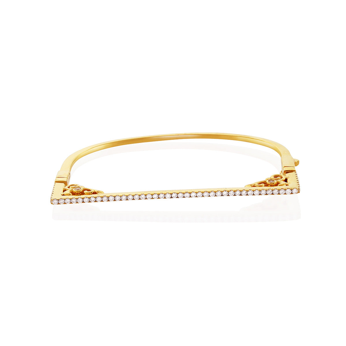 Chandi Diamond Gold Bangle Bracelet w/ Swarovski crystals by Bobby Schandra