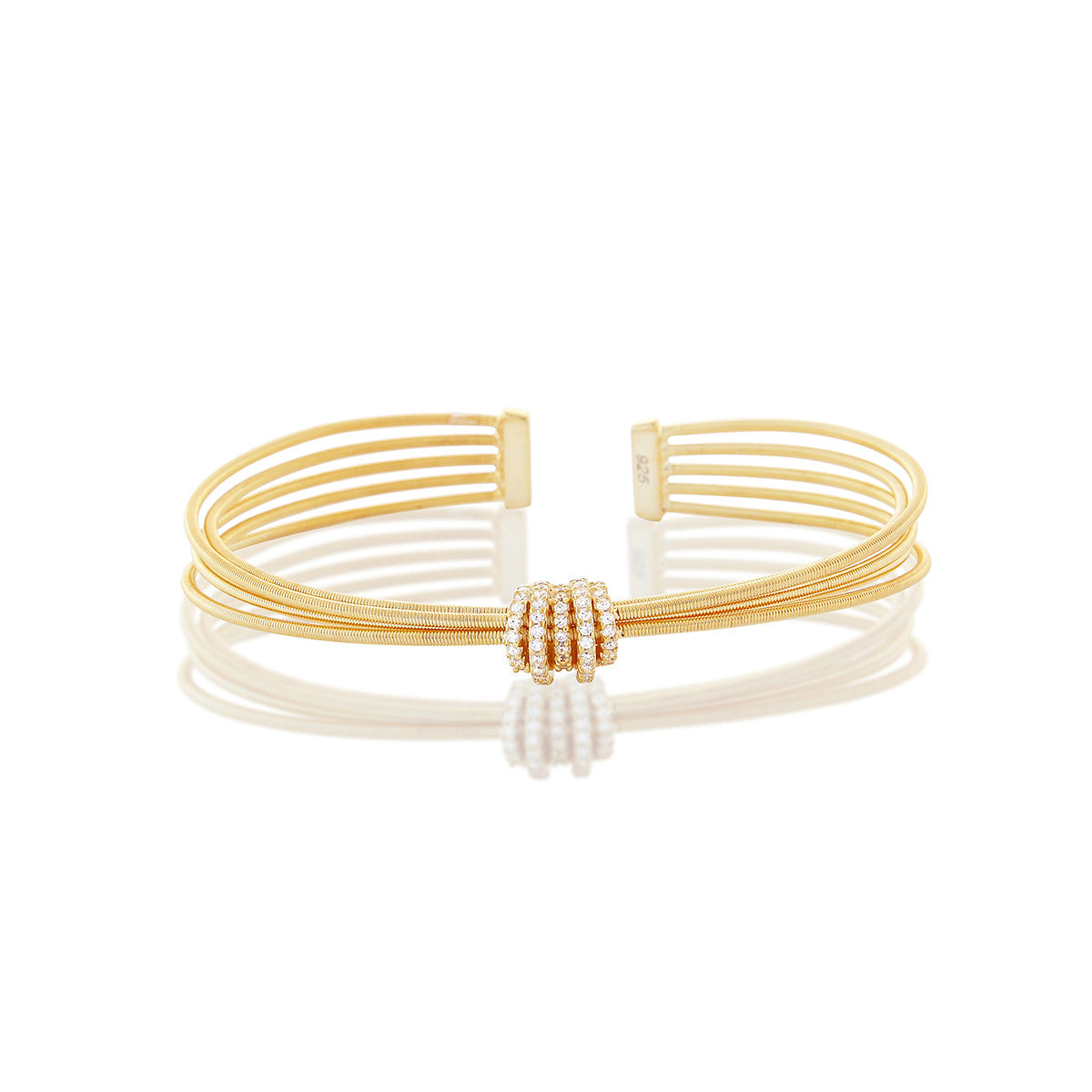 Chandi Diamond Gold Plated Love Knot Cuff by Bobby Schandra