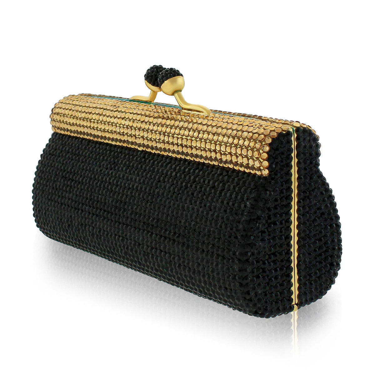 Black and Gold Swarovski Crystal Evening Clutch