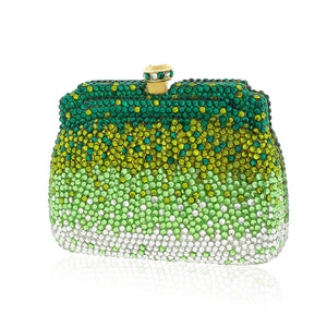 Green, Gold and Clear Swarovski Crystal Evening Clutch