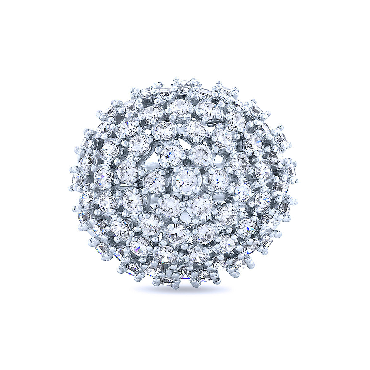 Silver Disco Cocktail Ring Adorned w/ Chandi Diamonds (CZ's)