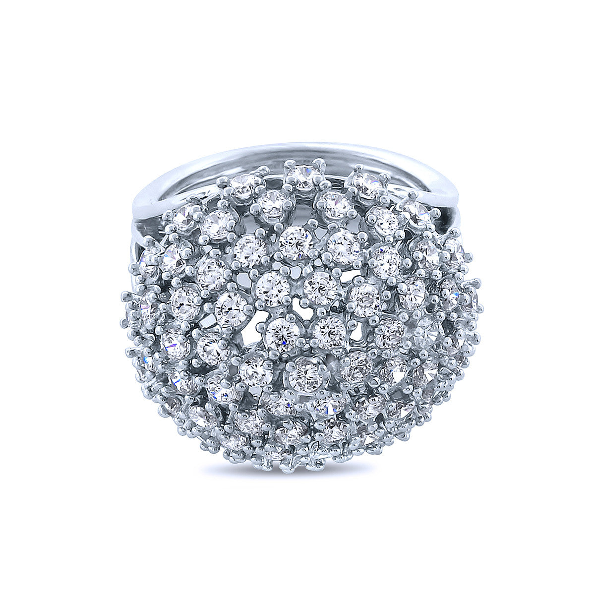 Silver Disco Cocktail Ring w/ Swarovski Crystals by Bobby Schandra