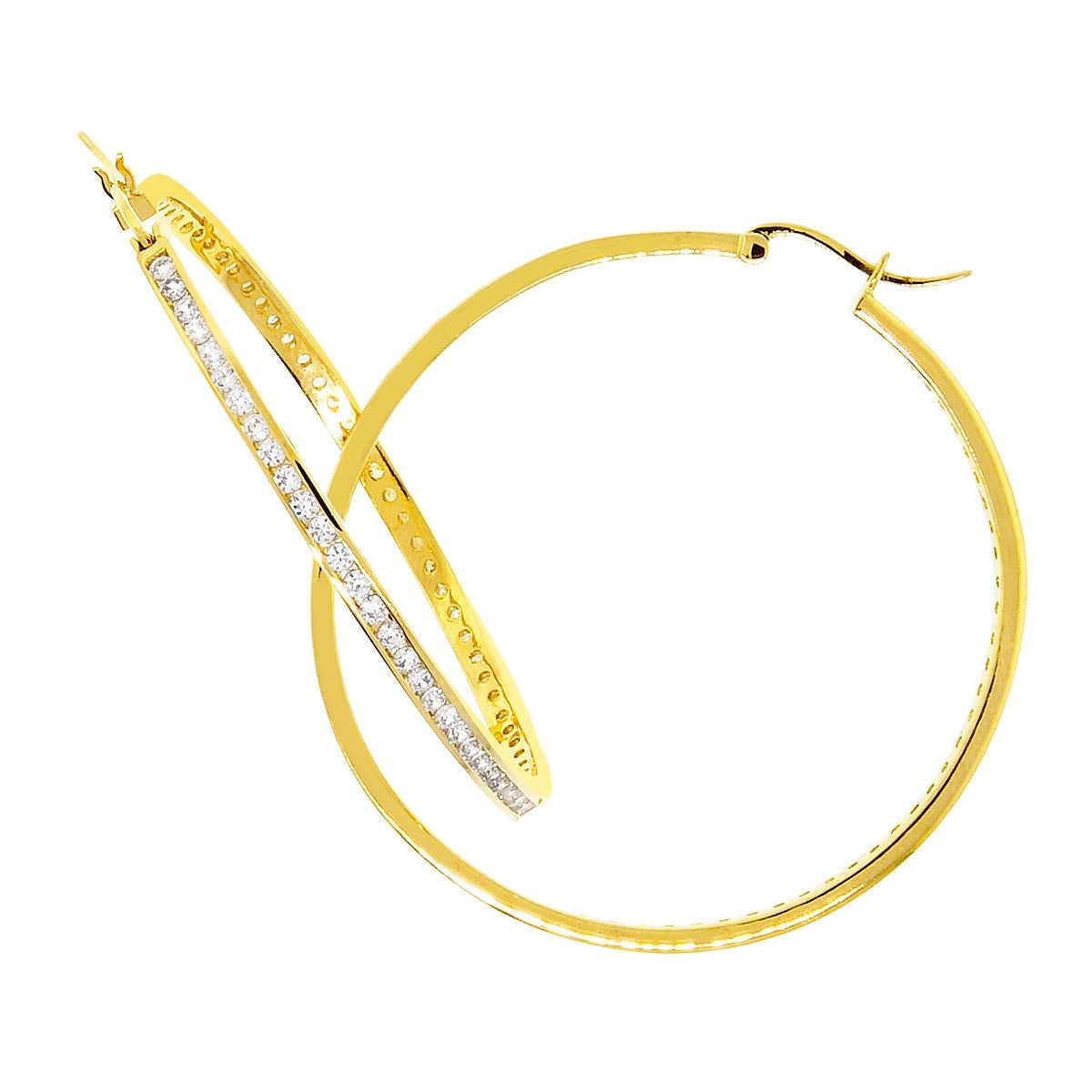 Large Gold Hoop with Round Chandi Diamonds by Bobby Schandra