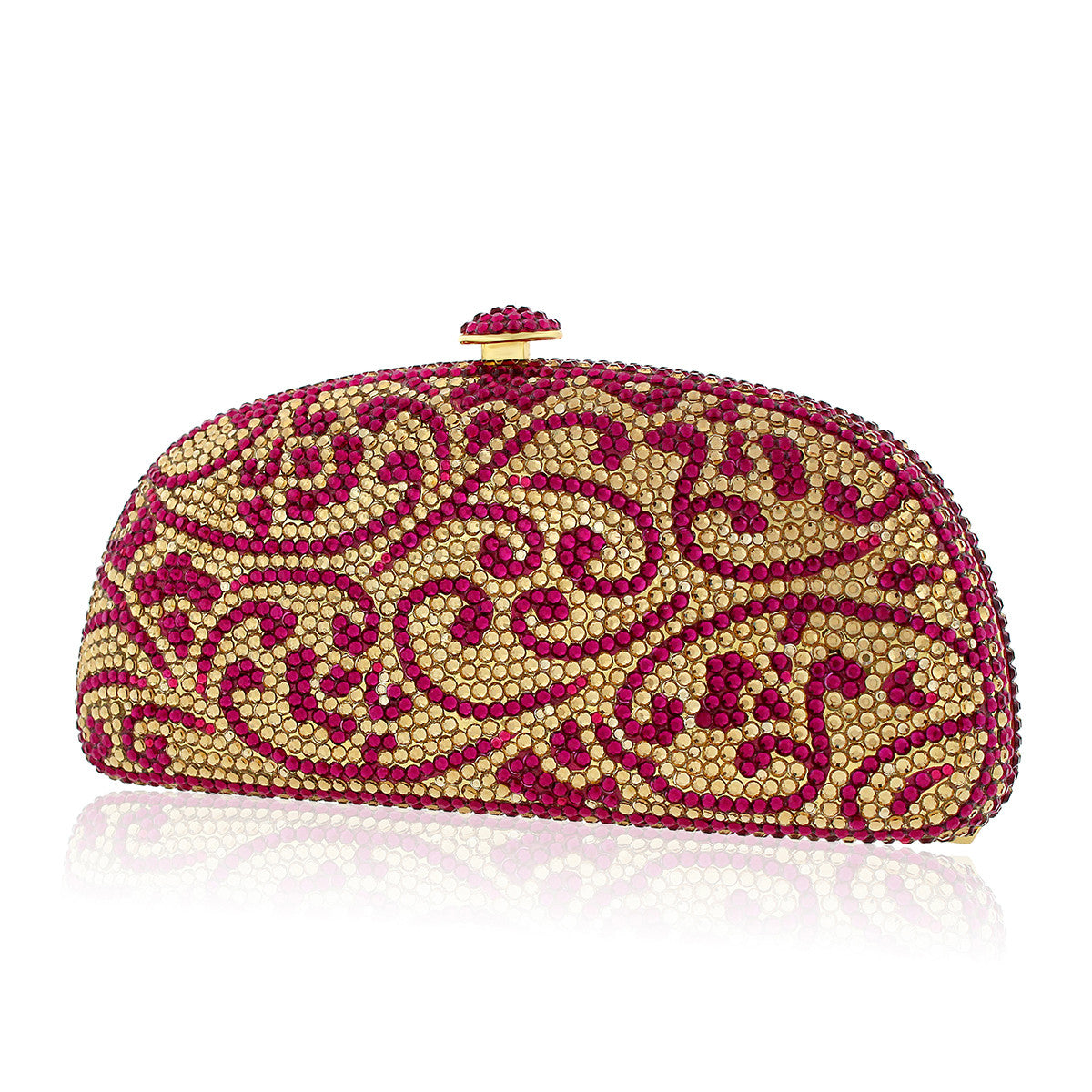 Magenta and Gold Swarovski Crystal Clutch