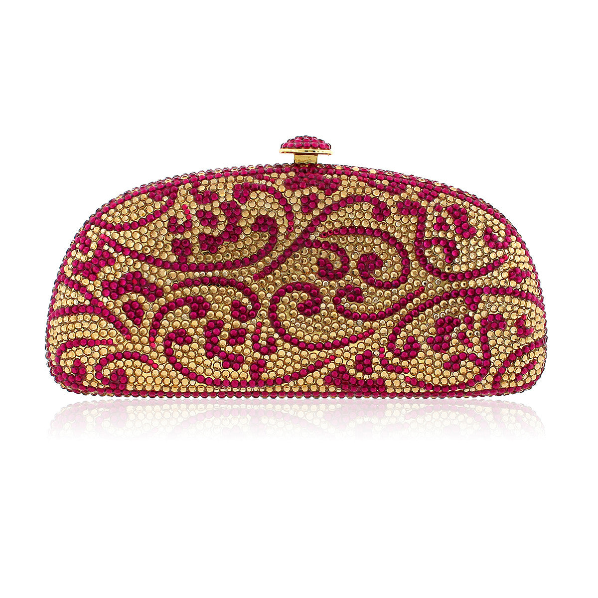 Magenta and Gold Swarovski Crystal Clutch