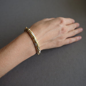 two tone animal print swarovski crystal bangle bracelet women's