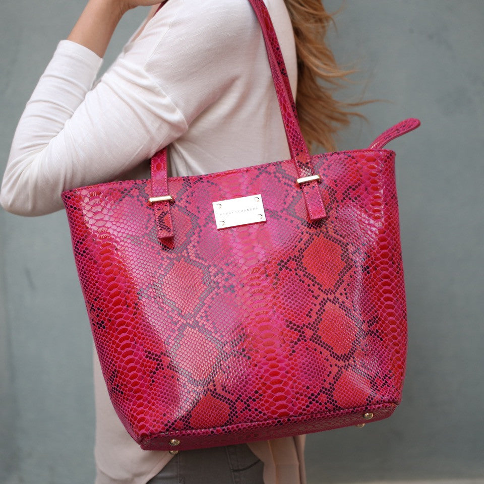 Designer Leather Tote Handbag: Pink by Bobby Schandra