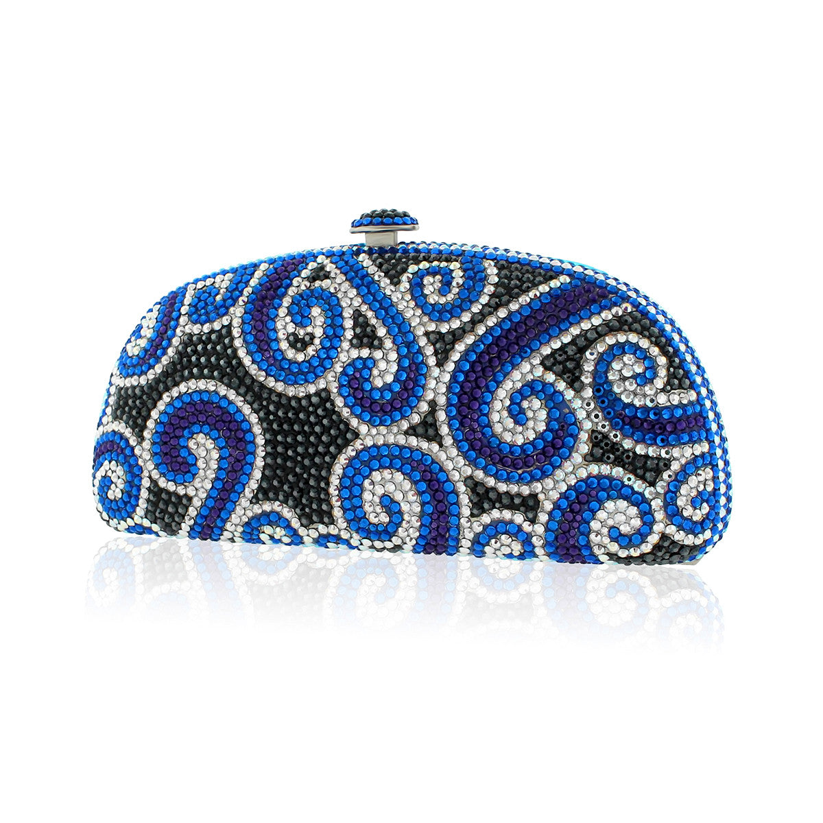 Paisley Blue and Black Swarovski Crystal Evening Clutch