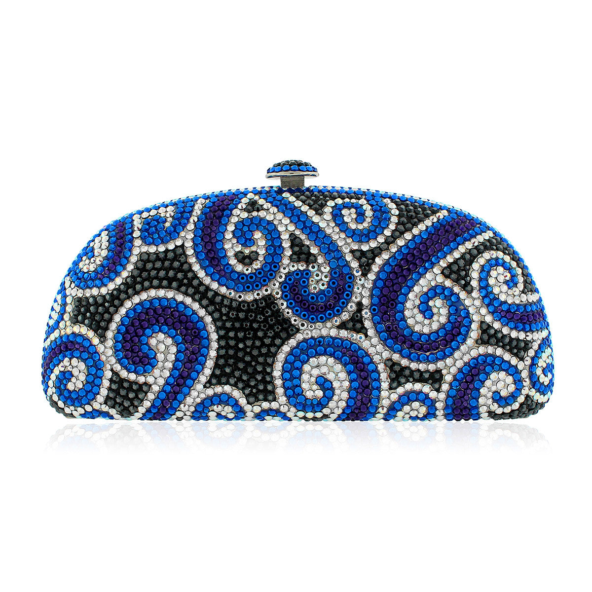 Paisley Blue and Black Swarovski Crystal Evening Clutch