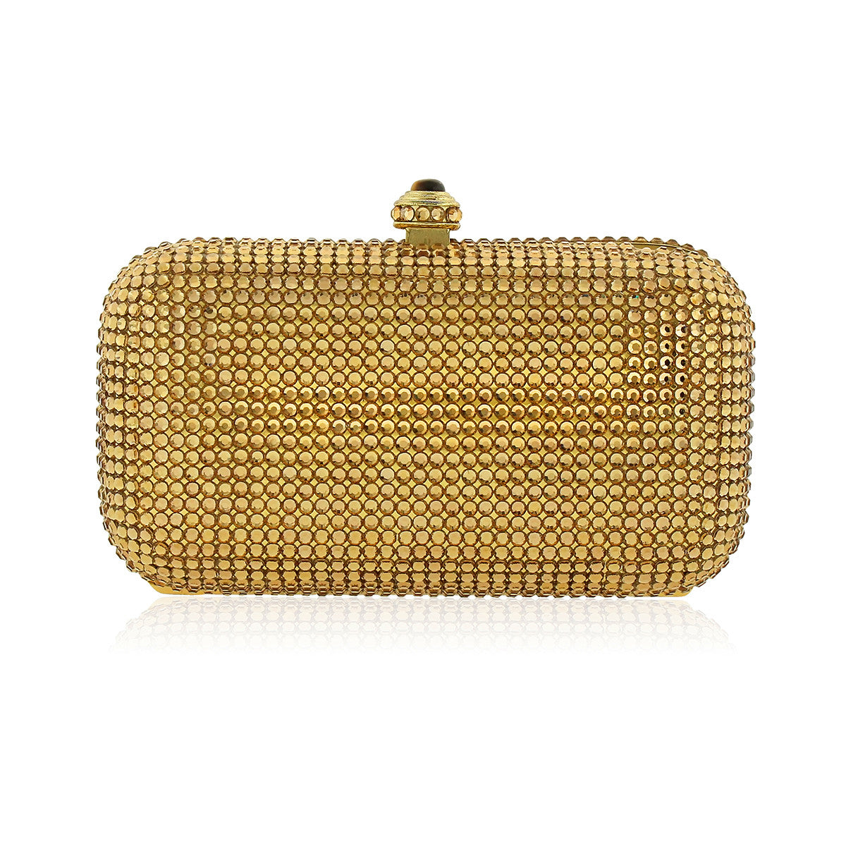 Gold Rectangle Swarovski Crystal Evening Clutch