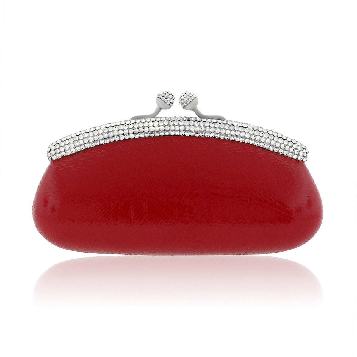 Red Patent Leather Evening Clutch w/ Swarovski Crystals