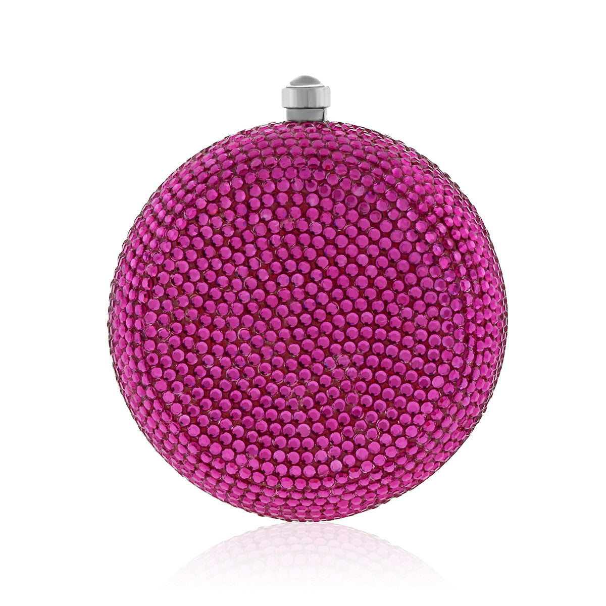 Round Magenta Swarovski Crystal Evening Clutch