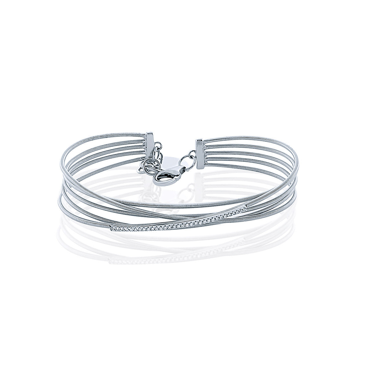 Sterling Silver Multi Layered Chandi Diamond Cuff w/Clasp by Bobby Schandra