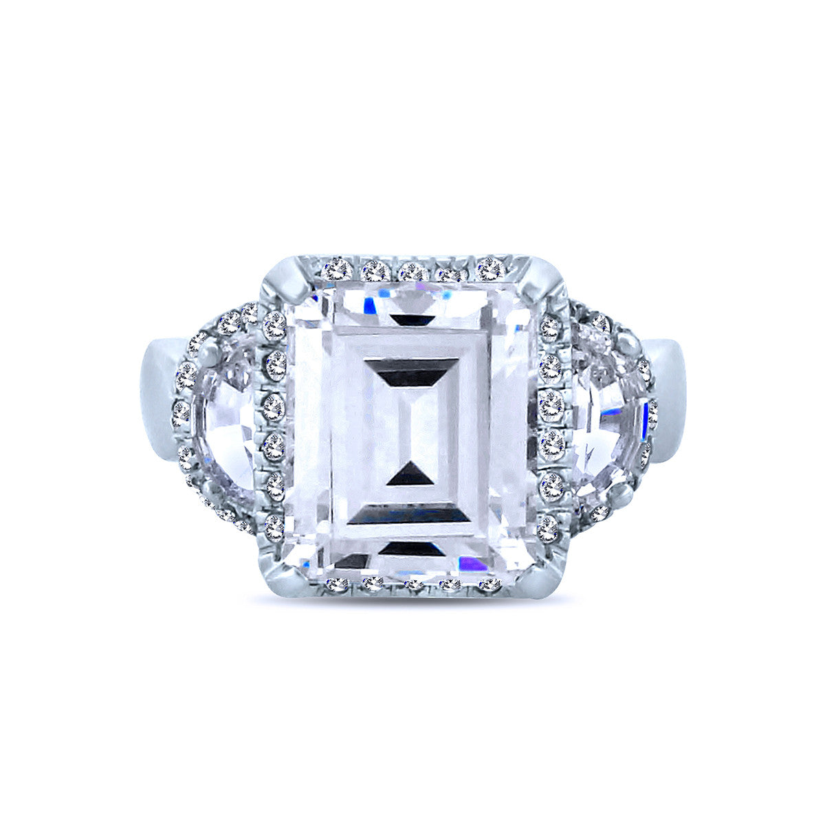 Silver Pear Shaped Chandi Diamond Ring w/Swarovski Crystal Halo by Bobby Schandra
