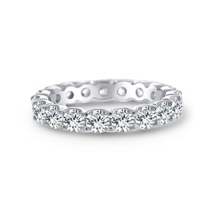 Silver Eternity Ring Band Round Silver 925 3 mm Stones