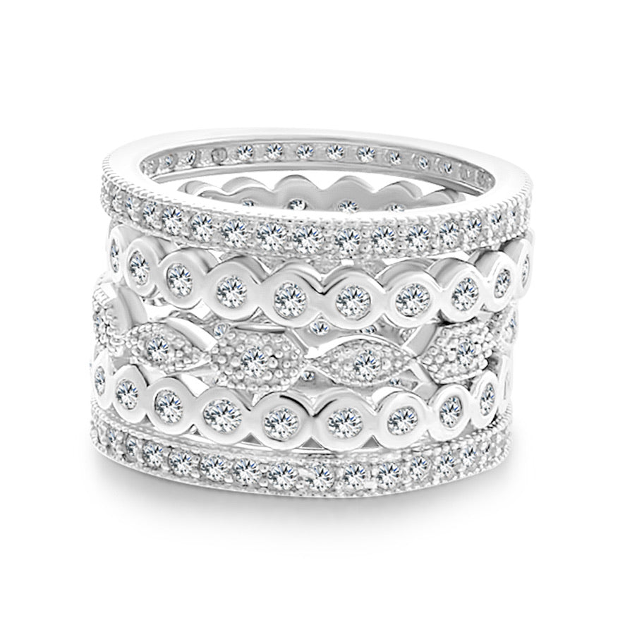 Silver Stackable Rings Set of 925 Sterling Silver Rings