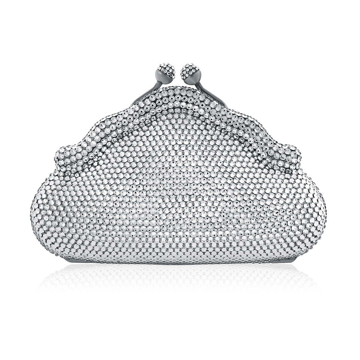 Regal Silver Swarovski Crystal Evening Clutch