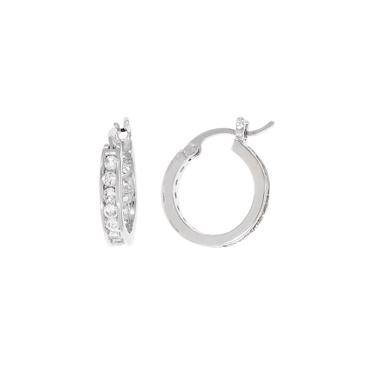Small Hoop Single Stone Row 5A Grade CZ Earring by Bobby Schandra