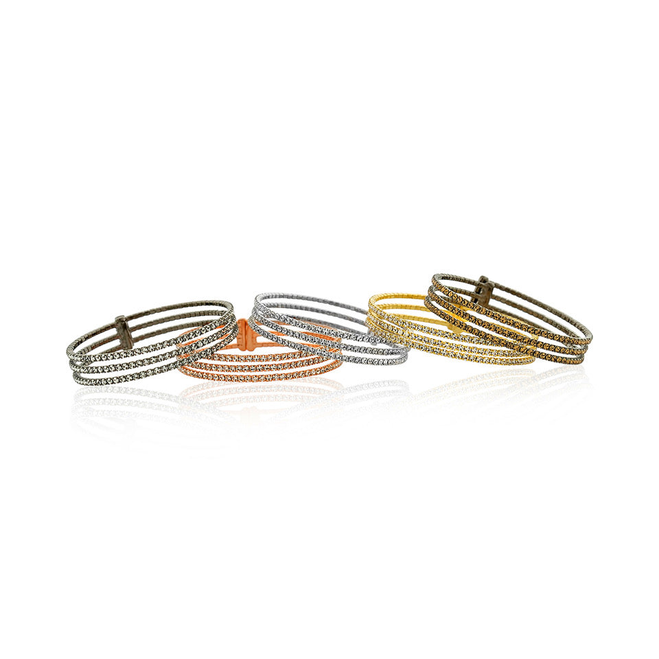 triple row flexible crystal bracelet 