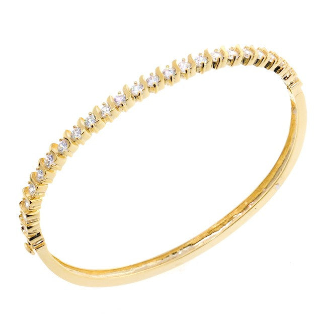 Chandi Diamond Accented Gold CZ Crystal Bangle Bracelet by Bobby Schandra