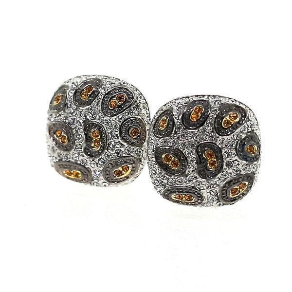 Animal Print Swarovski Crystal French Clip Earrings