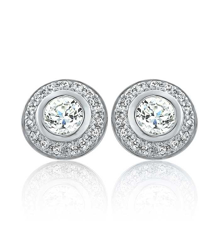 Bezel Set CZ Halo Studs