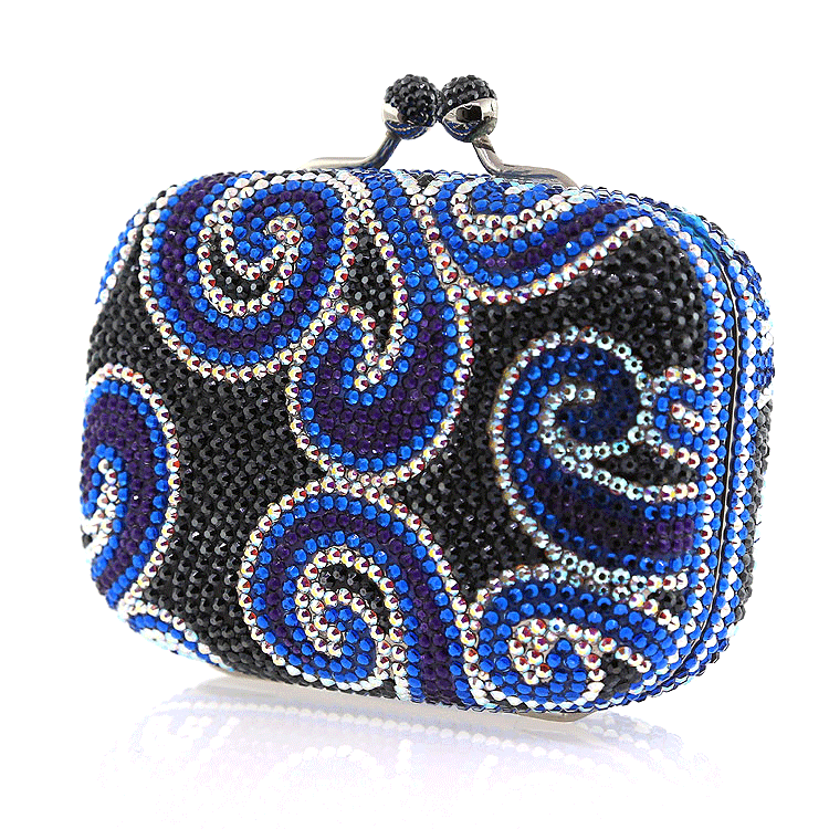 Black, Purple and Blue Swarovski Crystal Evening Clutch by Bobby Schandra