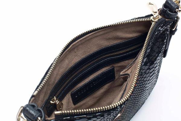 Gold Designer Leather Messenger Handbag by Bobby Schandra