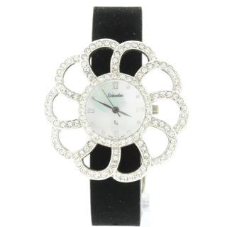 black flower swarovski crystal watch