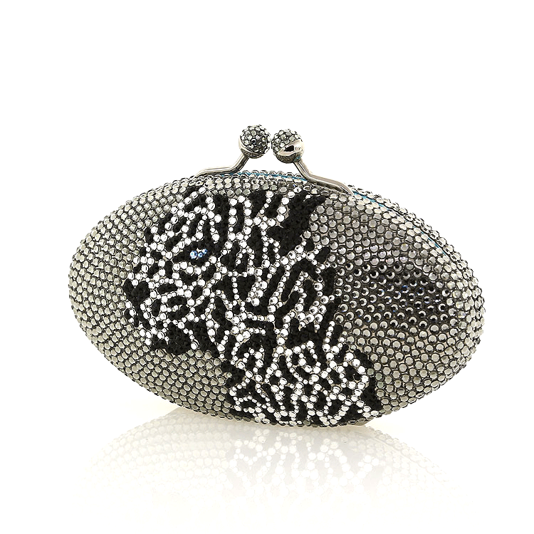 animal print black and white leopard swarovski crystal evening clutch Bobby Schandra 