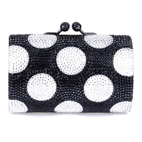 Black polka dot clutch bag discount