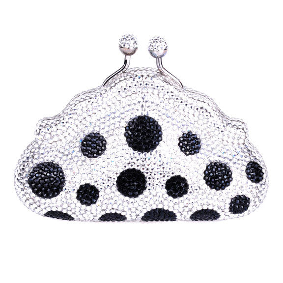 Black Clear Polka Dot Swarovski Crystal Evening Clutch