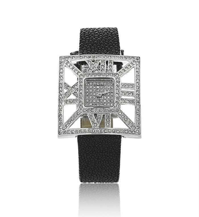 Black Sting Ray Modern Swarovski Crystal Designer Watch