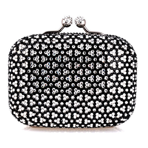 Black and White Flower Clutch w/ Swarovski Crystals by Bobby Schandra