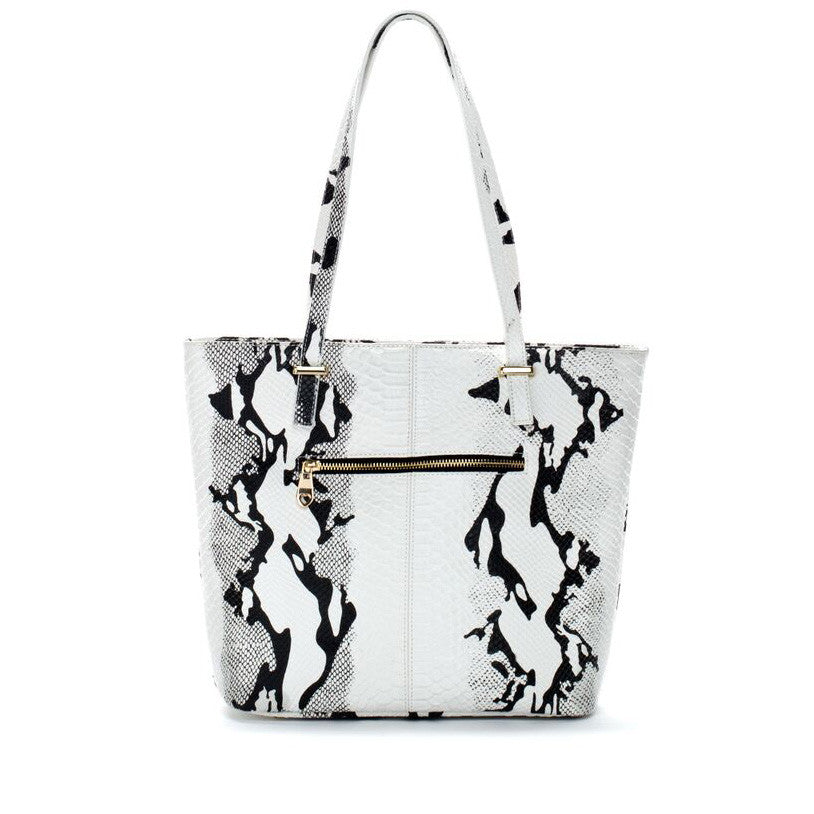 Black & White Designer Leather Messenger Handbag by Bobby Schandra
