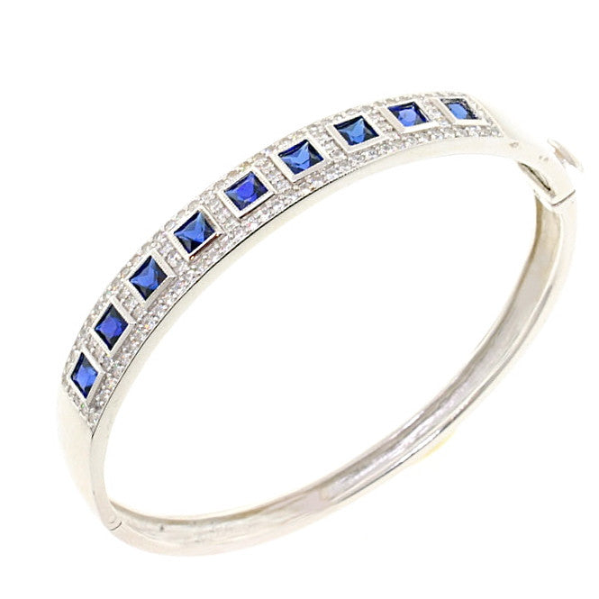 Chandi Diamond Blue CZ Crystal Bangle Bracelet by Bobby Schandra