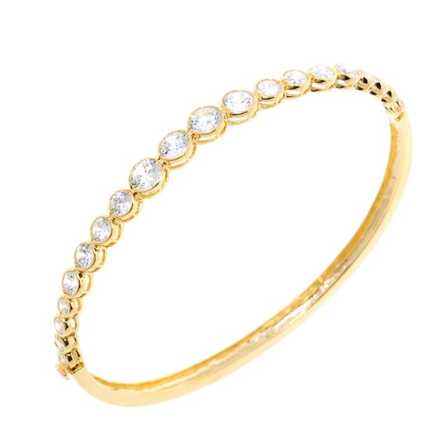 Chandi Diamond Round Cut Gold CZ Crystal Bangle Bracelet by Bobby Schandra