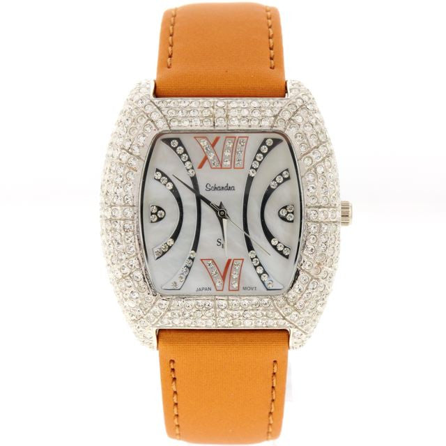 bronze satin swarovski crystal watch 