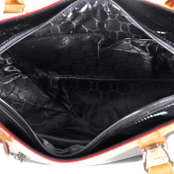 Black & White Designer Leather Messenger Handbag by Bobby Schandra