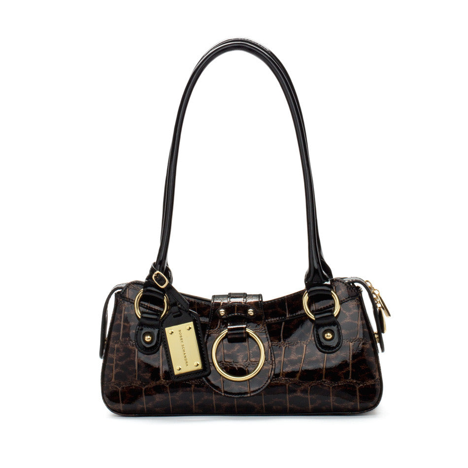Black Brown Leather Crossbody Messenger Designer Handbag - Schandra