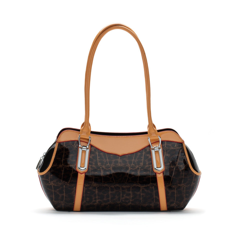 patent leopard black and brown leather designer tote bag purse handbag celebrity style fashion hot bags animal print 