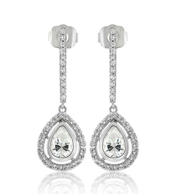Classic Tear Drop Earrings CZ