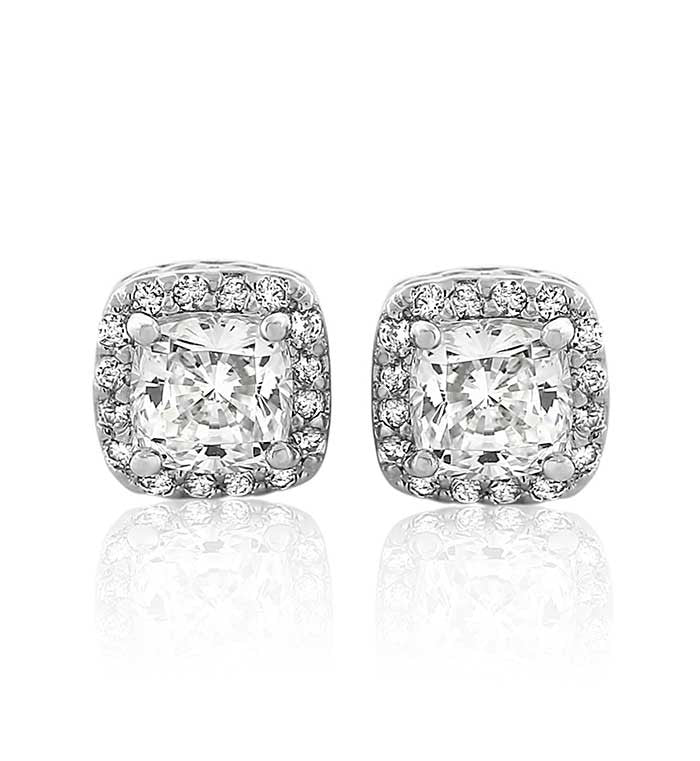 Cushion Halo CZ Studs