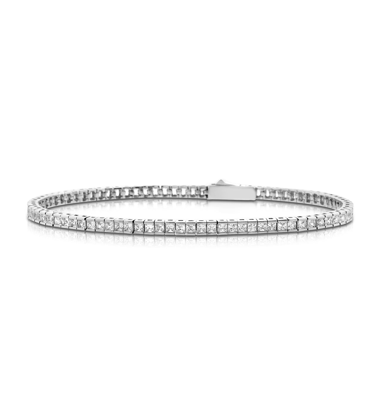Delicate Channel-set princess cut silver tennis bracelet