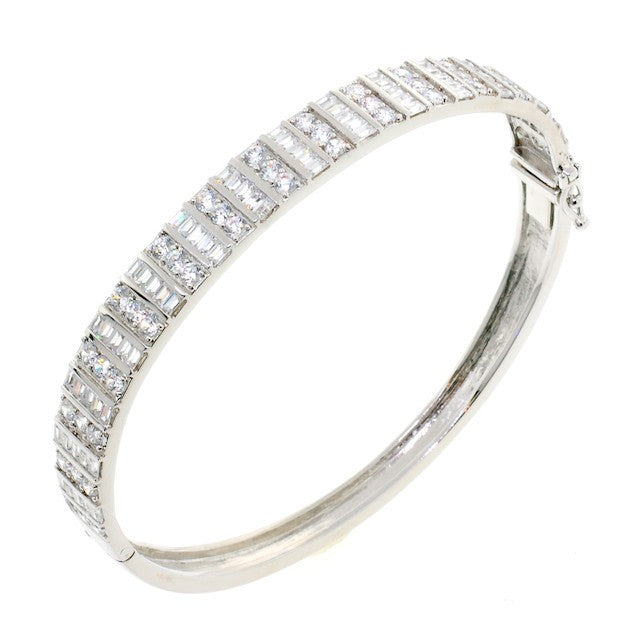 Chandi Diamond Square and Round Cut CZ Crystal Bangle Bracelet by Bobby Schandra