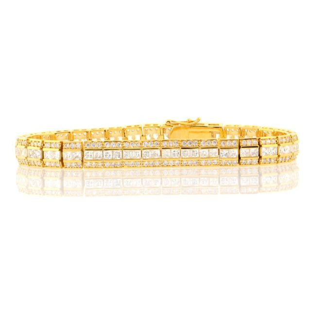 Chandi Diamond Gold 3 Row Tennis Bracelet by Bobby Schandra